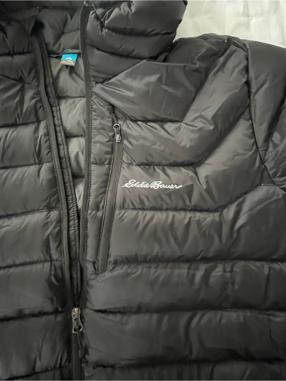 Eddie Bauer Pertex Quantum Black Down Hooded Puffer Jacket Men's size XXL Tall